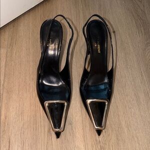 Saint Laurent Avenue Black Slingback Heels